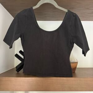 Kandy Kiss Cropped Fitted Top in Black